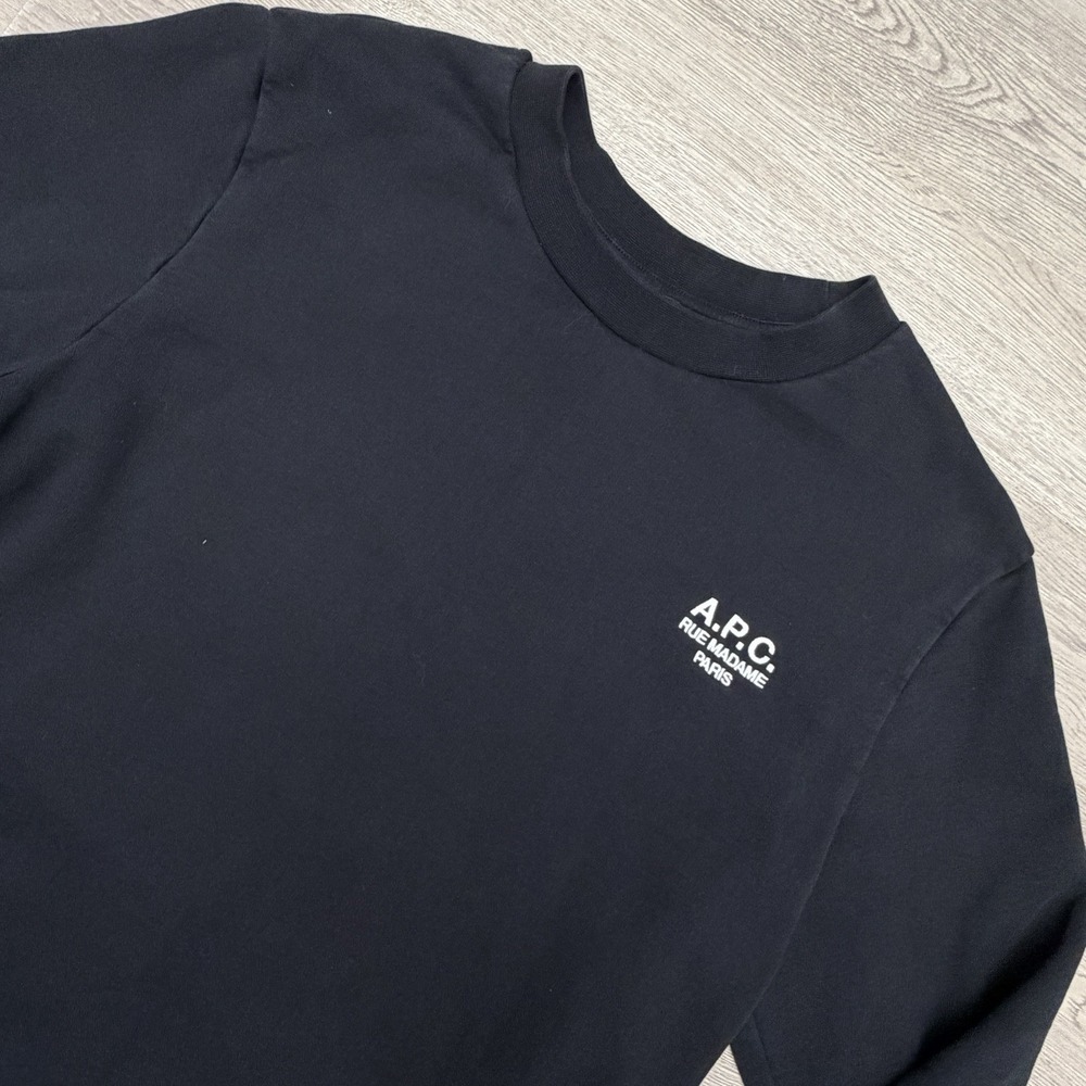 A.P.C. Rue Madame Paris Crewneck Sweatshirt Black Standard Fit Mens Large